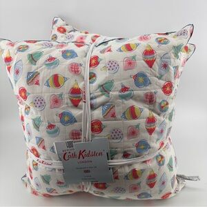 Cath Kidston London  2 Christmas Baubles Pastel Euro Shams new